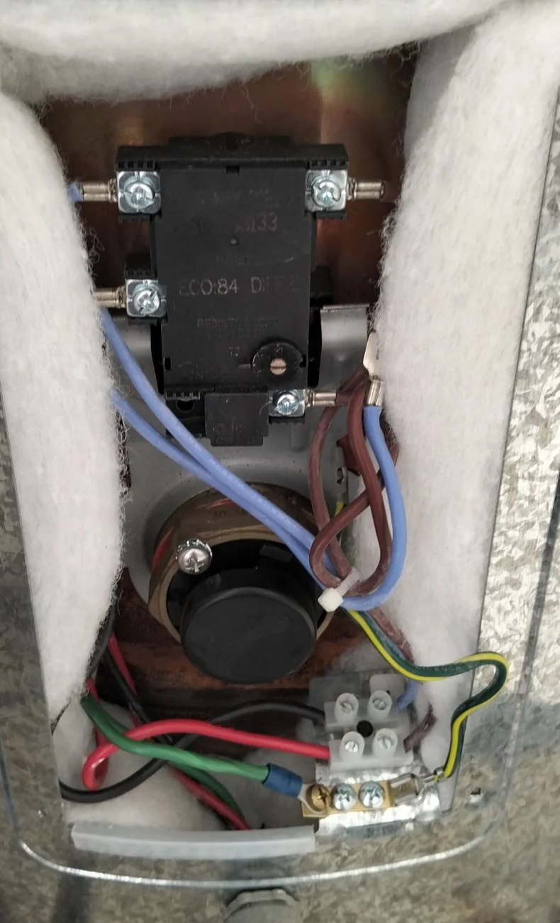 Cylinder element and thermostat compartment photographed during the Naenae repair